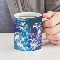 Aloha Hawaii Turtle Ceramic Mug Teal Purple Ribbon - Polynesian Pride