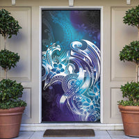 Aloha Hawaii Turtle Door Cover Teal Purple Ribbon - Polynesian Pride