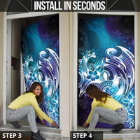 Aloha Hawaii Turtle Door Cover Teal Purple Ribbon - Polynesian Pride