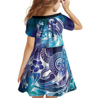 Aloha Hawaii Turtle Family Matching Mermaid Dress and Hawaiian Shirt Teal Purple Ribbon - Polynesian Pride
