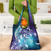 Aloha Hawaii Turtle Grocery Bag Teal Purple Ribbon - Polynesian Pride