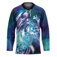 Aloha Hawaii Turtle Hockey Jersey Teal Purple Ribbon - Polynesian Pride