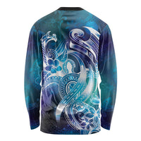 Aloha Hawaii Turtle Long Sleeve Shirt Teal Purple Ribbon - Polynesian Pride