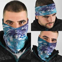 Aloha Hawaii Turtle Neck Gaiter Teal Purple Ribbon - Polynesian Pride