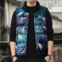 Aloha Hawaii Turtle Sleeveless Puffer Jacket Teal Purple Ribbon - Polynesian Pride