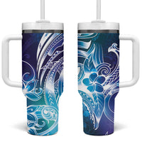 Aloha Hawaii Turtle Tumbler With Handle Teal Purple Ribbon - Polynesian Pride