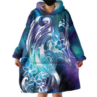 Aloha Hawaii Turtle Wearable Blanket Hoodie Teal Purple Ribbon - Polynesian Pride