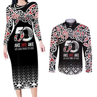 Kia Kaha Te Reo Maori Couples Matching Long Sleeve Bodycon Dress and Long Sleeve Button Shirt 50 Years Mo Ake Tonu Te Reo - Polynesian Pride