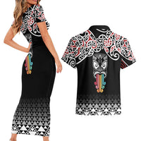 Kia Kaha Te Reo Maori Couples Matching Short Sleeve Bodycon Dress and Hawaiian Shirt 50 Years Mo Ake Tonu Te Reo - Polynesian Pride