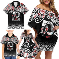 Kia Kaha Te Reo Maori Family Matching Off Shoulder Short Dress and Hawaiian Shirt 50 Years Mo Ake Tonu Te Reo - Polynesian Pride