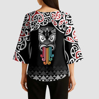 Kia Kaha Te Reo Maori Kimono Sleeve Blouse 50 Years Mo Ake Tonu Te Reo - Polynesian Pride