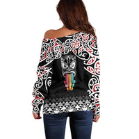 Kia Kaha Te Reo Maori Off Shoulder Sweater 50 Years Mo Ake Tonu Te Reo - Polynesian Pride