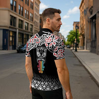 Kia Kaha Te Reo Maori Zipper Polo Shirt 50 Years Mo Ake Tonu Te Reo - Polynesian Pride