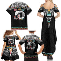 50 Years Kia Kaha Te Reo Maori Family Matching Summer Maxi Dress and Hawaiian Shirt Ake Ake Ake! - Polynesian Pride