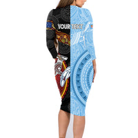 personalised-fiji-and-australia-family-matching-long-sleeve-bodycon-dress-and-hawaiian-shirt-masi-patterns-mix-aboriginal-art