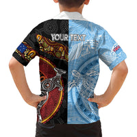 Personalised Fiji and Australia Hawaiian Shirt Masi Patterns Mix Aboriginal Art LT7 - Polynesian Pride