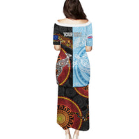 Personalised Fiji and Australia Puletasi Masi Patterns Mix Aboriginal Art LT7 - Polynesian Pride