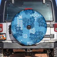 Hawaii Tapa Spare Tire Cover Hibiscus Mix Hawaiian Quilt Patches - Blue LT7 - Polynesian Pride