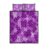 Hawaii Tapa Quilt Bed Set Hibiscus Mix Hawaiian Quilt Patches - Violet LT7 Violet - Polynesian Pride