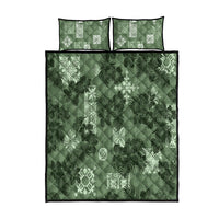 Hawaii Tapa Quilt Bed Set Hibiscus Mix Hawaiian Quilt Patches - Sage Green LT7 Sage Green - Polynesian Pride