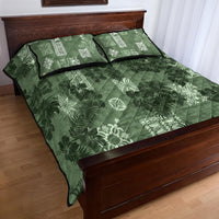 Hawaii Tapa Quilt Bed Set Hibiscus Mix Hawaiian Quilt Patches - Sage Green LT7 - Polynesian Pride