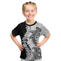 Polynesian Plumeria Lei Kid T Shirt with Hammerhead Shark LT7 Black - Polynesian Pride