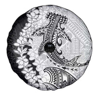 Polynesian Plumeria Lei Spare Tire Cover with Hammerhead Shark