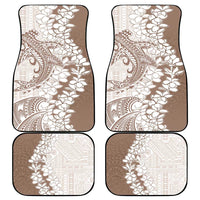 Polynesian Beige Plumeria Lei Car Mats with Hammerhead Shark