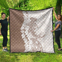 Polynesian Beige Plumeria Lei Quilt with Hammerhead Shark LT7 - Polynesian Pride