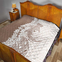 Polynesian Beige Plumeria Lei Quilt with Hammerhead Shark LT7 - Polynesian Pride