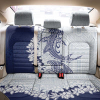 Polynesian Navy Blue Plumeria Lei Back Car Seat Cover with Hammerhead Shark