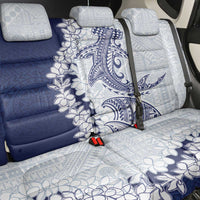 Polynesian Navy Blue Plumeria Lei Back Car Seat Cover with Hammerhead Shark