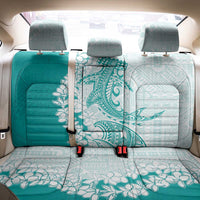 Polynesian Teal Plumeria Lei Back Car Seat Cover with Hammerhead Shark