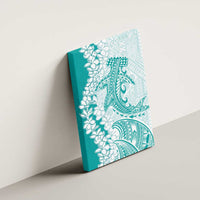 Polynesian Teal Plumeria Lei Canvas Wall Art with Hammerhead Shark