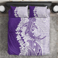 Polynesian Purple Plumeria Lei Bedding Set with Hammerhead Shark