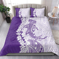 Polynesian Purple Plumeria Lei Bedding Set with Hammerhead Shark