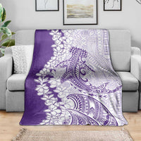 Polynesian Purple Plumeria Lei Blanket with Hammerhead Shark