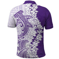 Polynesian Purple Plumeria Lei Polo Shirt with Hammerhead Shark