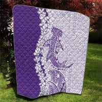 Polynesian Purple Plumeria Lei Quilt with Hammerhead Shark LT7 - Polynesian Pride
