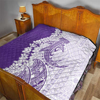 Polynesian Purple Plumeria Lei Quilt with Hammerhead Shark LT7 - Polynesian Pride