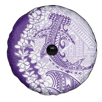 Polynesian Purple Plumeria Lei Spare Tire Cover with Hammerhead Shark