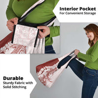 Polynesian Crimson Plumeria Lei Grocery Bag with Hammerhead Shark