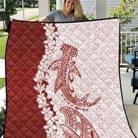Polynesian Crimson Plumeria Lei Quilt with Hammerhead Shark LT7 Red - Polynesian Pride