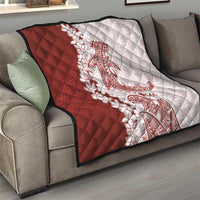 Polynesian Crimson Plumeria Lei Quilt with Hammerhead Shark LT7 - Polynesian Pride