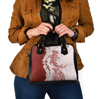 Polynesian Crimson Plumeria Lei Shoulder Handbag with Hammerhead Shark LT7 - Polynesian Pride