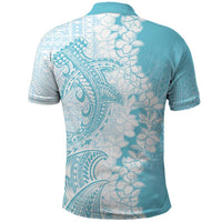 Polynesian Turquoise Plumeria Lei Polo Shirt with Hammerhead Shark