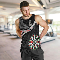Personalised New Zealand Darts Men Tank Top Maori Manaia LT7 Black - Polynesian Pride