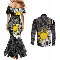 Philippines Sampaguita Personalised Couples Matching Mermaid Dress and Long Sleeve Button Shirt Women's Day LT7 - Polynesian Pride
