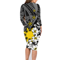 Philippines Sampaguita Personalised Family Matching Long Sleeve Bodycon Dress and Hawaiian Shirt Women's Day LT7 - Polynesian Pride