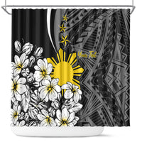 Philippines Sampaguita Personalised Shower Curtain Women's Day LT7 Black - Polynesian Pride